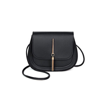 Golden Tassel Semi Circle Solid Color Saddle Bag