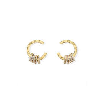 C-shaped Roman Numeral Dangle Earrings