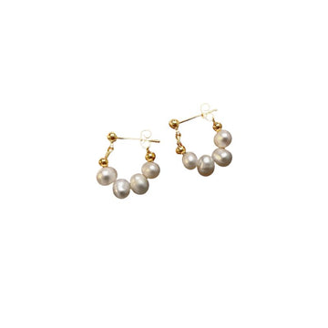 Shell Arc Crystal Metal Stud Earrings